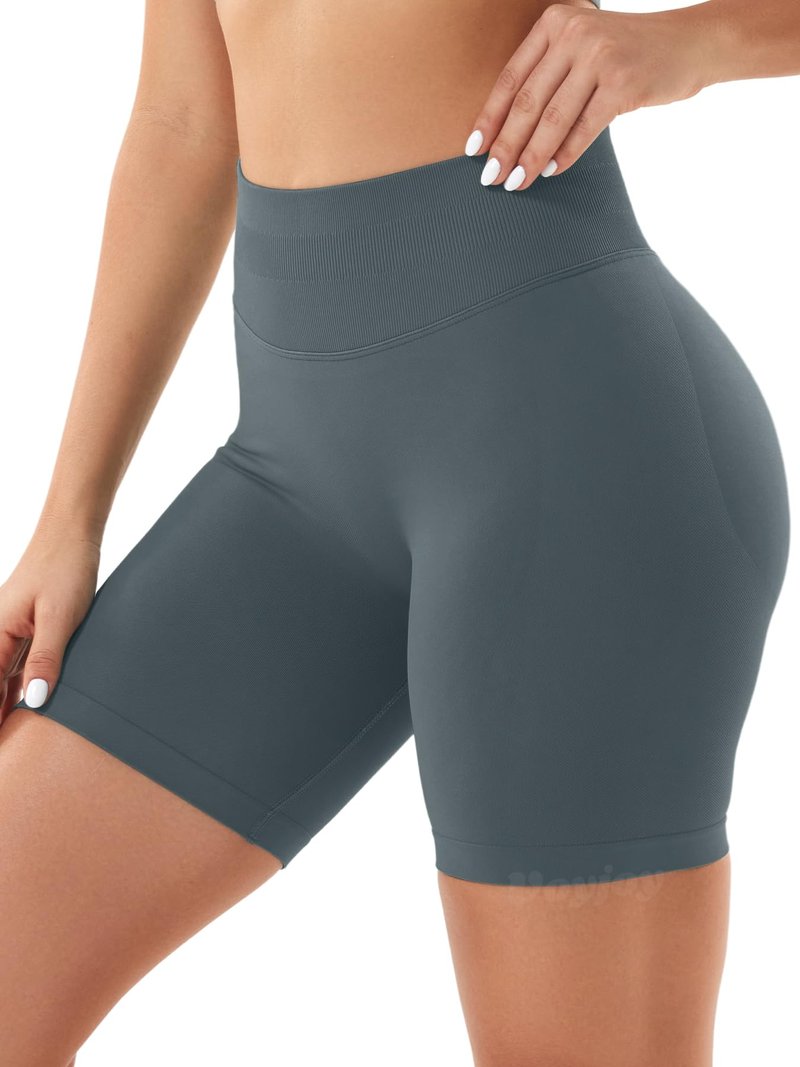 VOYJOY Women Workout Impact Shorts 2.5"/ 3.6"/ 4.5"/ 6" Scrunch Butt Lifting Gym Seamless Booty Biker Shorts Stormy Grey