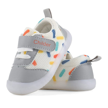 MASOCIO Baby Shoes Boys Girls First Walking Toddler Trainers Sneakers Pre Walker Boy Infant 12-18 Months Size 3 UK Child Grey