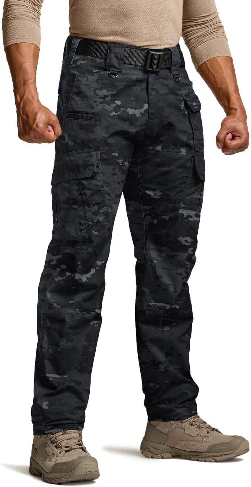 CQR Men's Tactical Pants - Water Resistant Ripstop Cargo Design | Lightweight EDC Hiking Gear