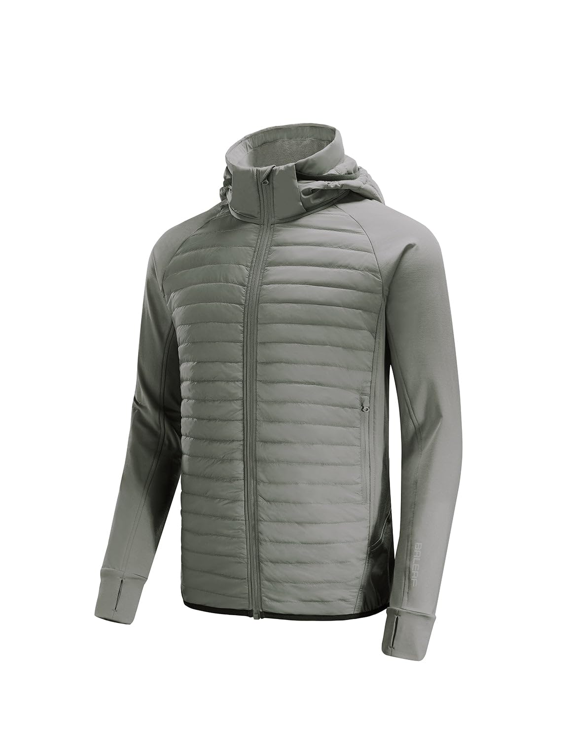 baleaf Men's Running Jacket Lightweight Warm Up Puffer Jacket Hybrid Thermal Hiking Golf Insulated Coat Thumble Hole Olive XL