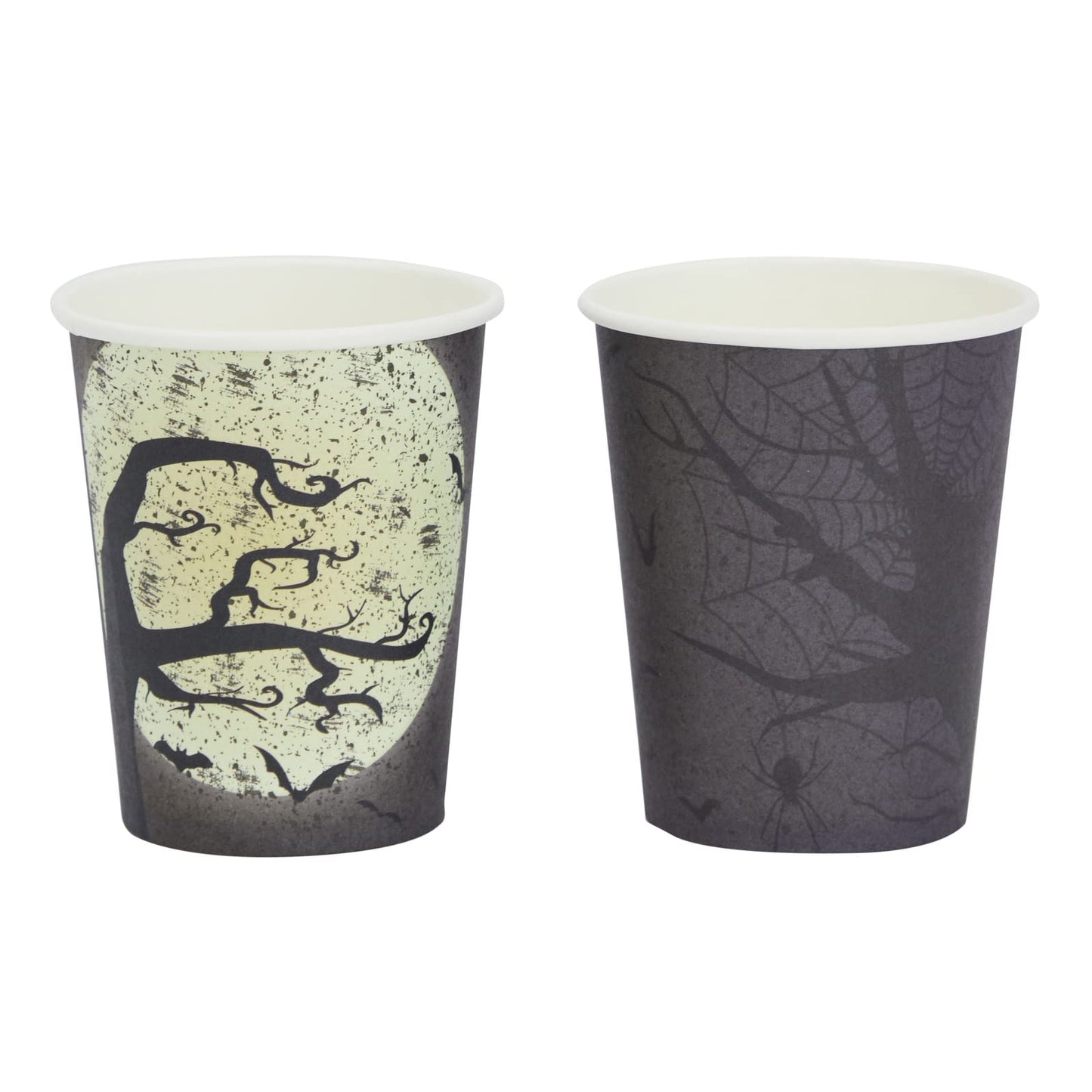 BLUE PANDA 144 Piece Halloween Dinnerware Set, Full Moon Night Sky Halloween Party Plates and Cups and Napkins Set for Spooky Gatherings and Witch Theme Parties (Serves 24)