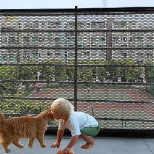 Banister Guard-18ft X 2.66ft Thick Balcony Safety Net for Kid Pet Balcony Guard Balcony Netting for Pet Rail Net for Balcony Apartment Cat Netting Safety Netting for Railings Stair Guards (Black)