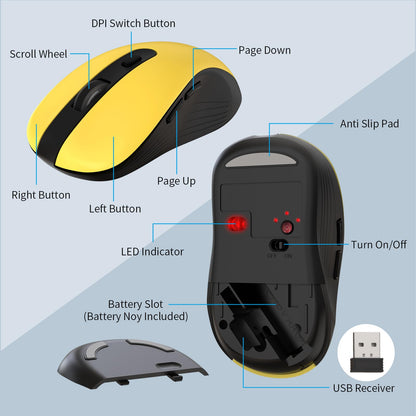Wireless Keyboard and Mouse Combo, MARVO 2.4G Ergonomic Wireless Computer Keyboard with Phone Tablet Holder, Silent Mouse with 6 Button, Compatible with MacBook, Windows (Black)