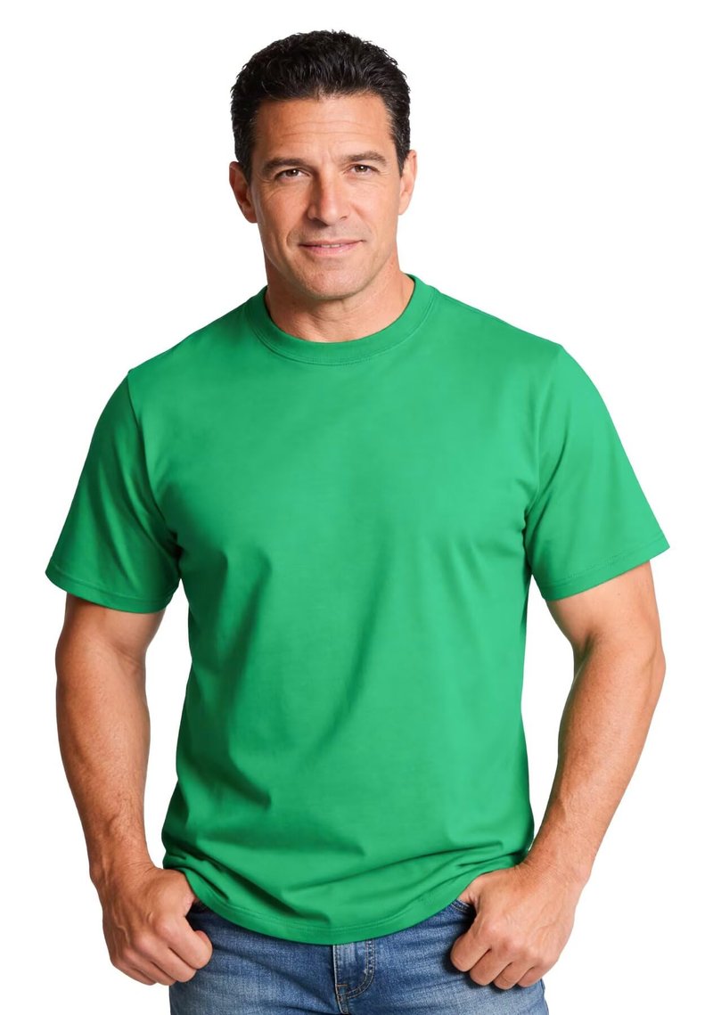 RGJU Mens T-Shirt Plain Crewneck Moisture Wicking, Relaxed Fit Tee Shirt Short Sleeve Soft Breathable Tshirt Casual Basic(Green,L)