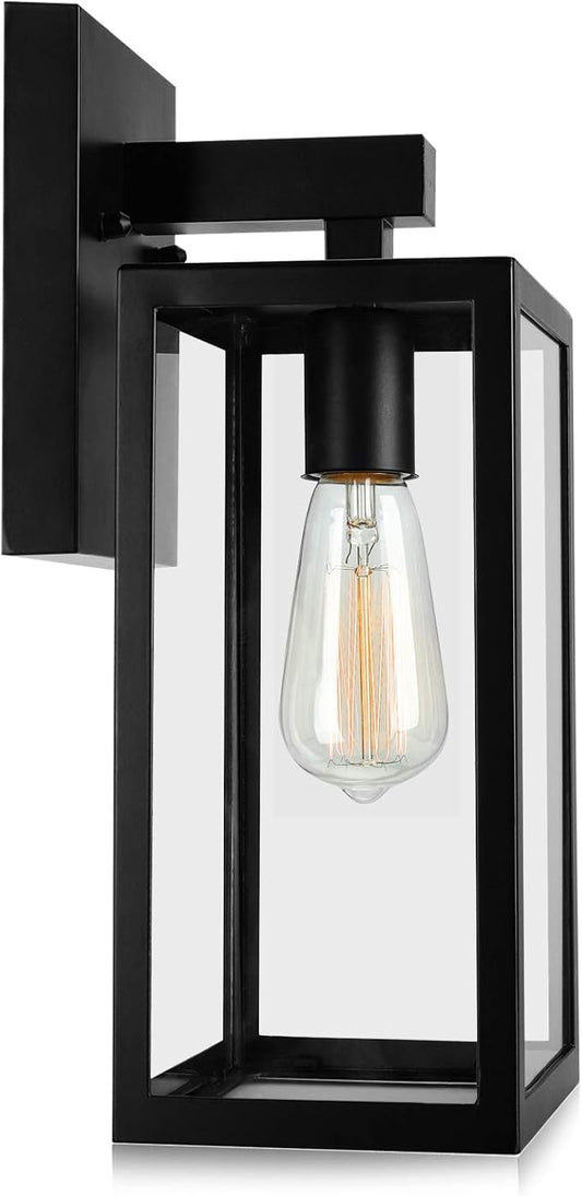 MAXvolador Outdoor Wall Lantern, Large Exterior Waterproof Wall Sconce Light Fixture, Black Anti-Rust Mount Lights Glass, E26 Porch Patio Lighting