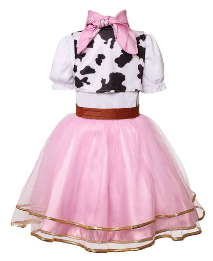 Gomukot Kids Cowgirl Costume for Girls Halloween Western Rodeo Dress Up (Pink, 3-4T)