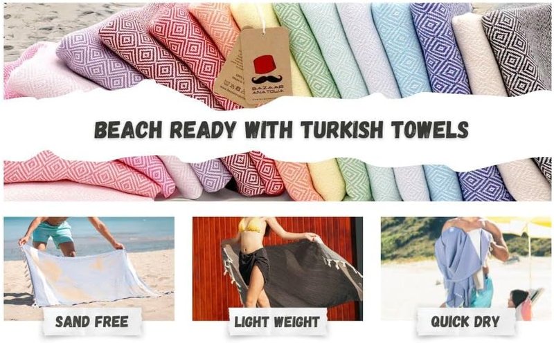 Turkish Beach Towel - 100% Cotton, Quick Dry & Sand Free | Oversized 71x39 Inches - Diamond Yellow
