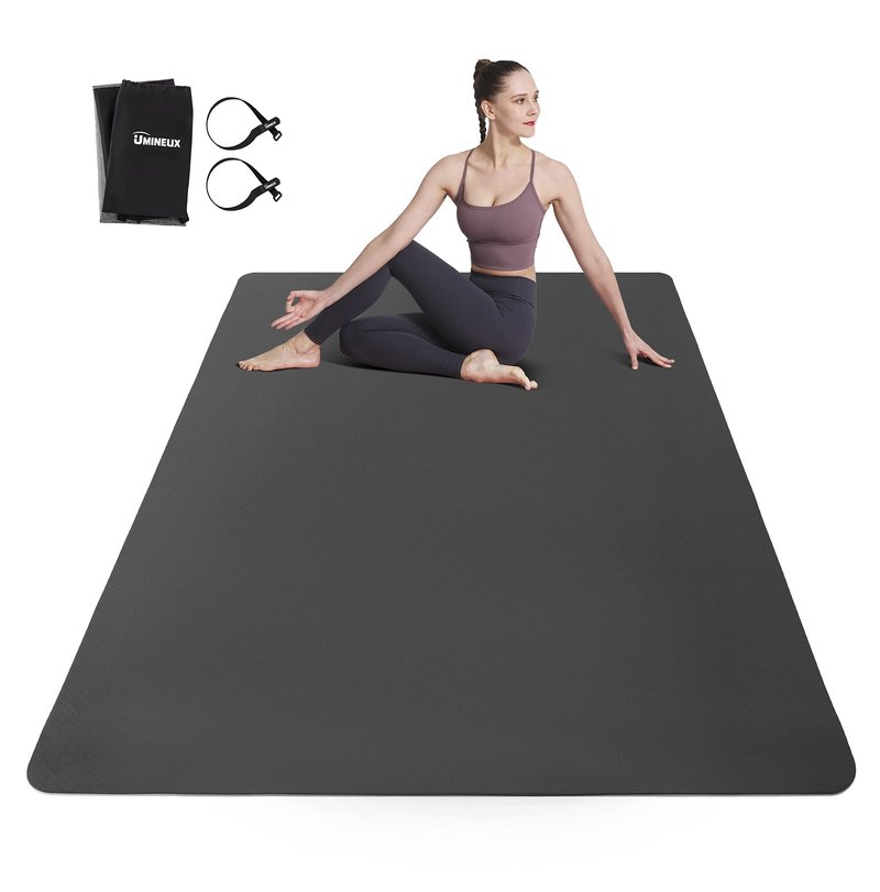 UMINEUX Large Yoga Mat for Men and Women 1/4 & 2/5 Inch Extra Thick TPE Fitness Mat for Home Gym Workout, Non-Slip, Eco Friendly Exercise Mat for Yoga, Pilates, Stretching, Meditation