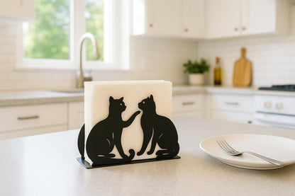 Mango Steam Tabletop Napkin/Tissue & Letter Holder For Home, Kitchen, Restaurants (Cat, Black)