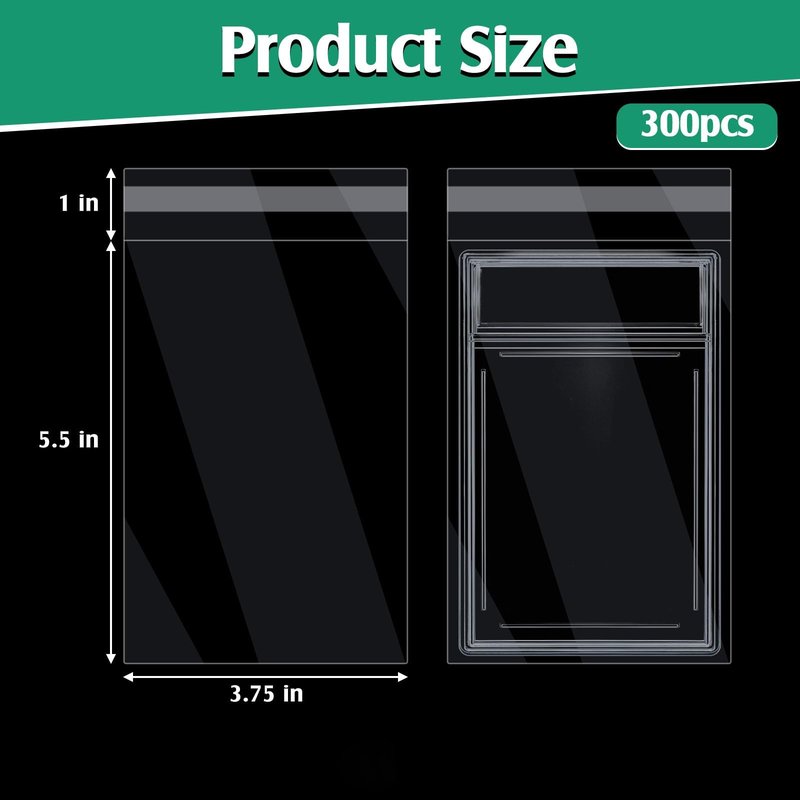 Marspark 300 Pcs Graded Card Sleeves Resealable Card Sleeves Universal Fit Protective Slab Bags Compatible with SGC and More Soft Polypropylene Prevents Scratches,Scrapes Etc