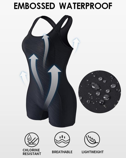 beautyin Women Boyleg One Piece Sports Training Bathing Suit Lap Swimming Wear