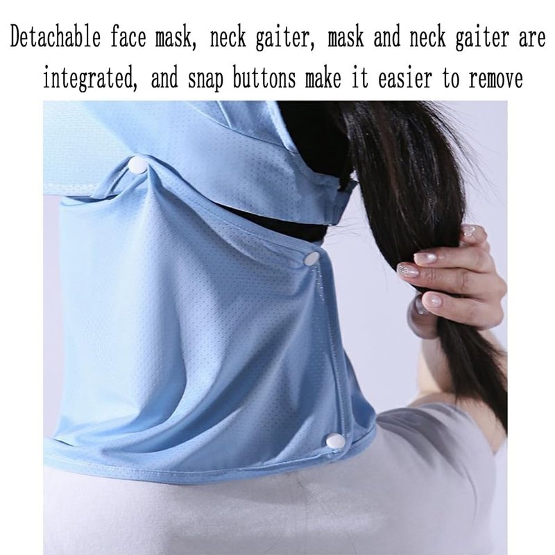 Outdoor UV Sun Protection Waterproof Breathable Face Neck Flap Cover Folding Sun Hat for Men/Women (Cotton Polyester, Sun Hat2-blue1)
