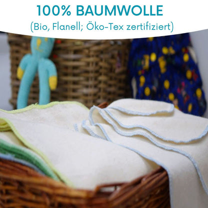 avo + cado Organic Cotton Single Layer Flannel Washcloths - Pack of 15 - Reusable Baby Washcloths to Replace Wet Wipes - Small Washable Mini Cotton Wipes (Colour: Green)