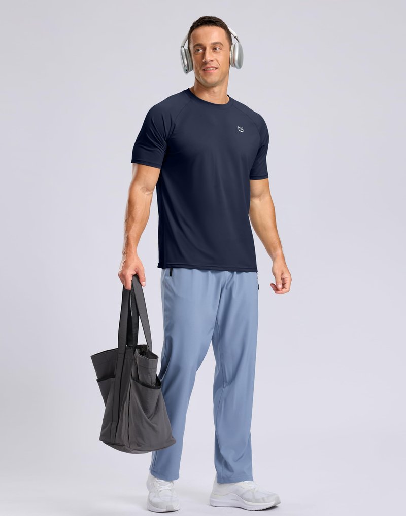G Gradual Men's Athletic Workout T-Shirts Moisture Wicking Cooling Running Shirts Short Sleeve Performance Tee for Gym Tennis(Navy,XXL)