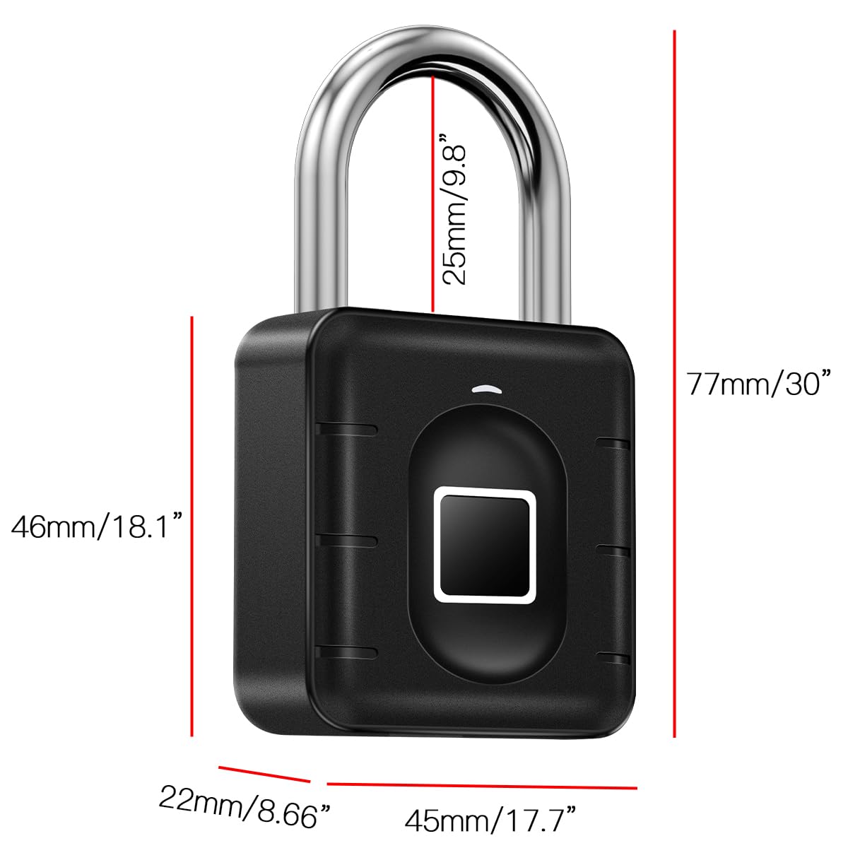AICase Fingerprint Padlock Waterproof, Lock Smart Padlock, Anti-Theft Keyless Biometric Lock IP67 Outdoor/Indoor Lock Suitable for Luggage, Suitcase, Backpack, Bike, School Locker, Gym Locker Lock