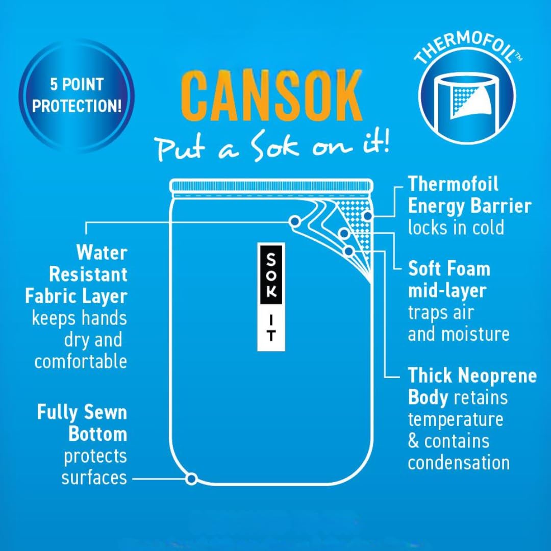 Sok It CanSok Sleeve for Beer & Soda Insulated Neoprene Cover (Pumpkin Party, 12oz Slim Can Sleeve)