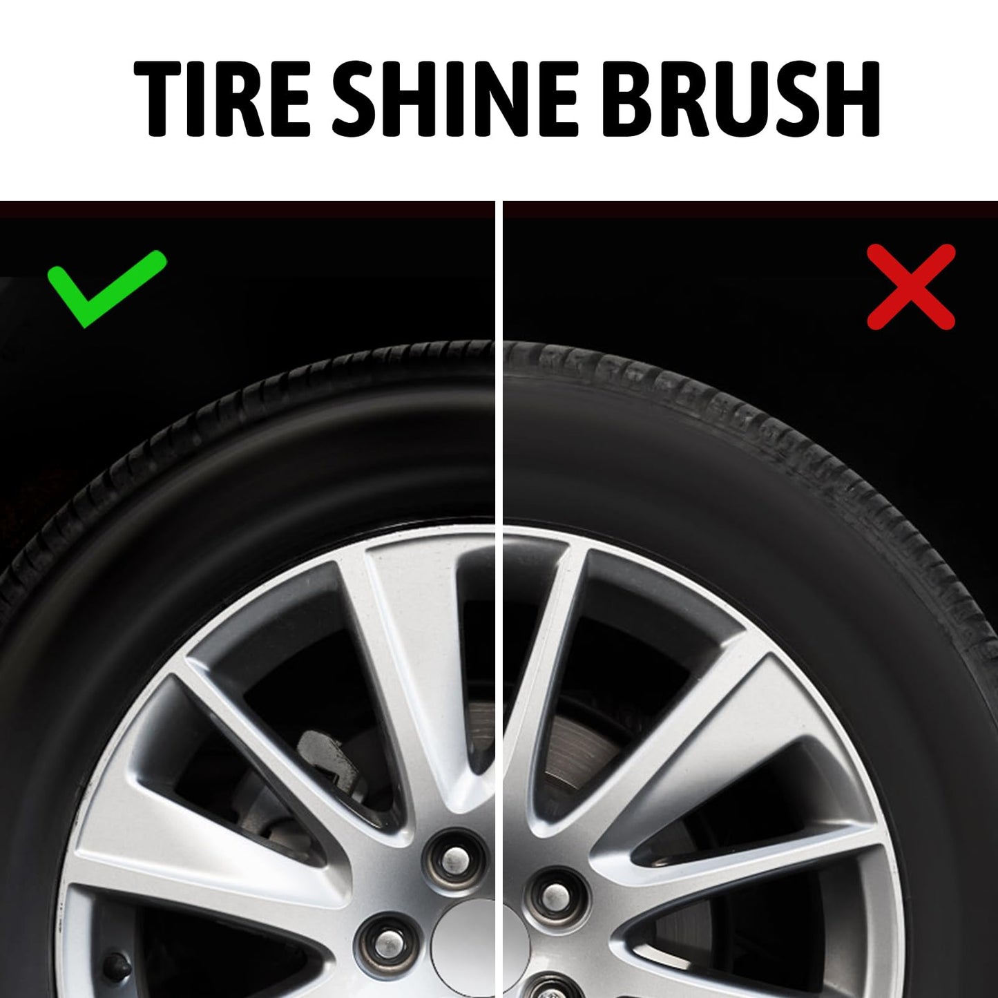 BABYSHEEP Car Tire Shine Applicator,Vegan Tire Shine Brush with Stand for Auto Detailing Cleaning Service (Black)