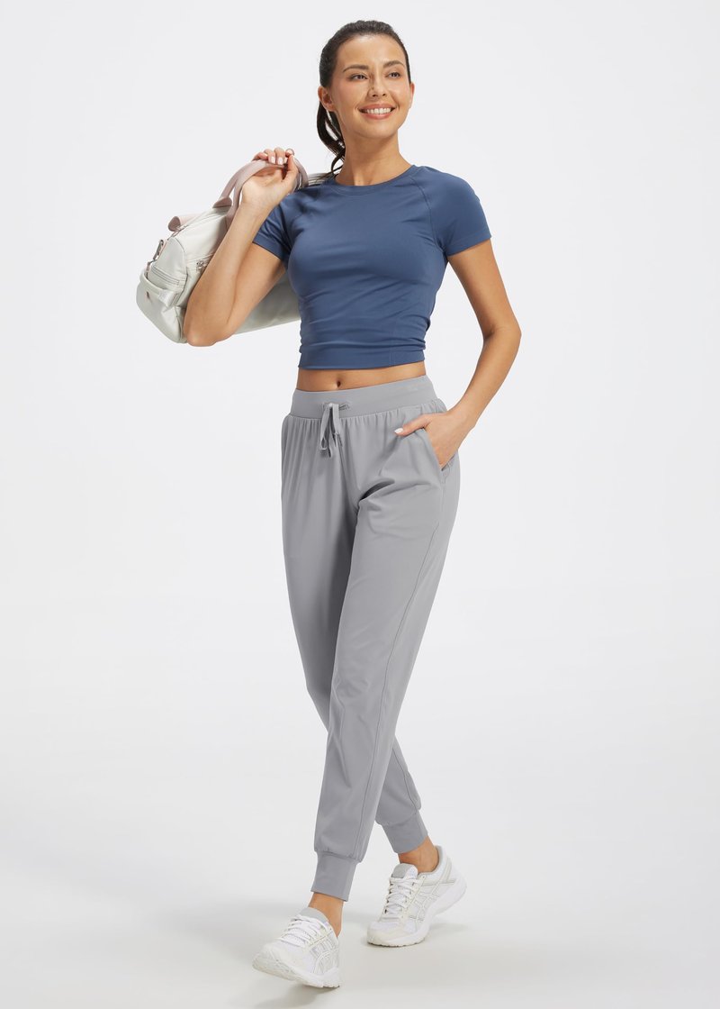Libin Women's Joggers Pants Athletic Dance Sweatpants with Pockets Running Tapered Casual Pants for Workout,Lounge, Bright Grey XS