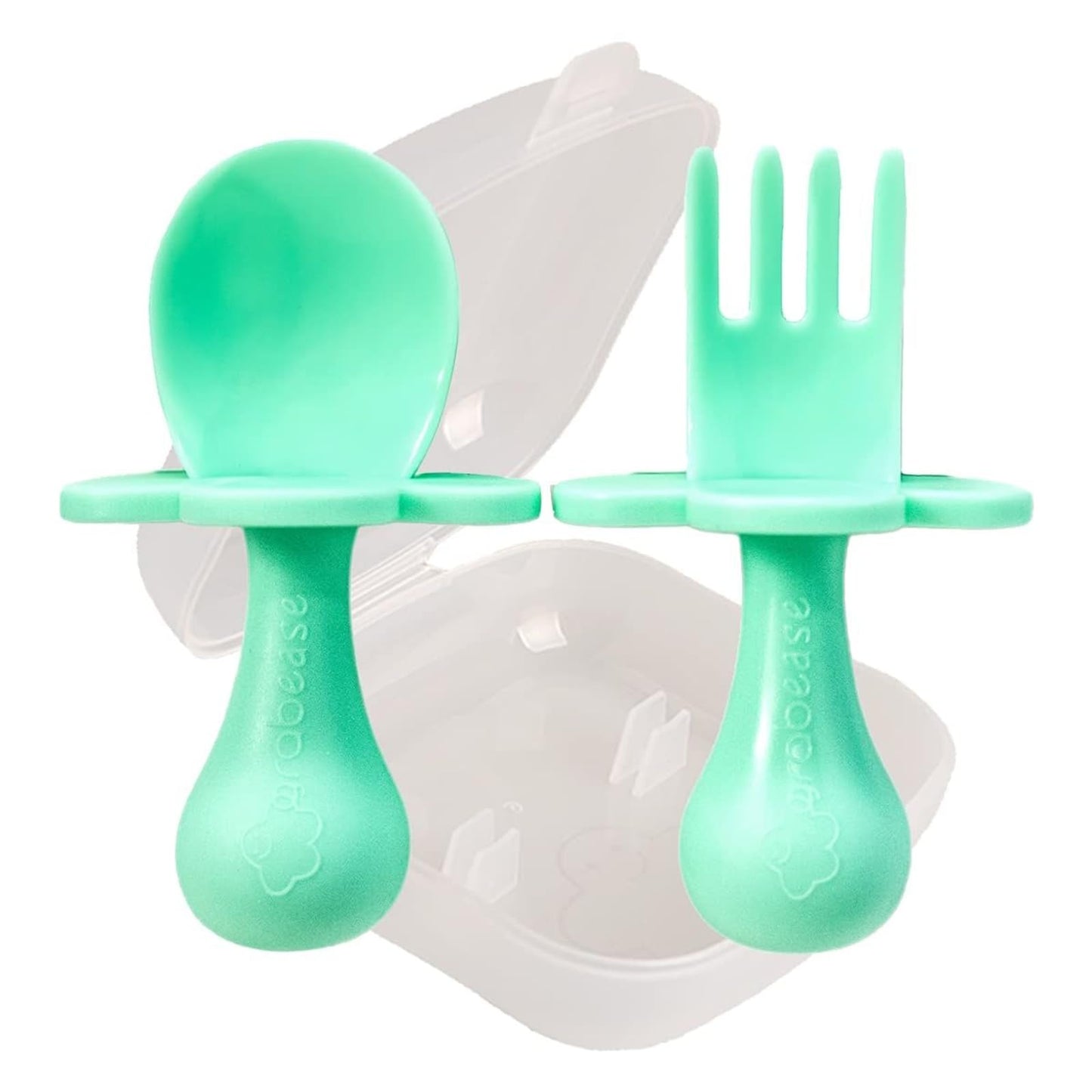 Grabease Baby & Toddler Spoons - Silverware, Utensils, BPA-Free & Phthalate-Free - 1 Set, Mint Baby Spoons - Toddler Utensils 1 Year Old