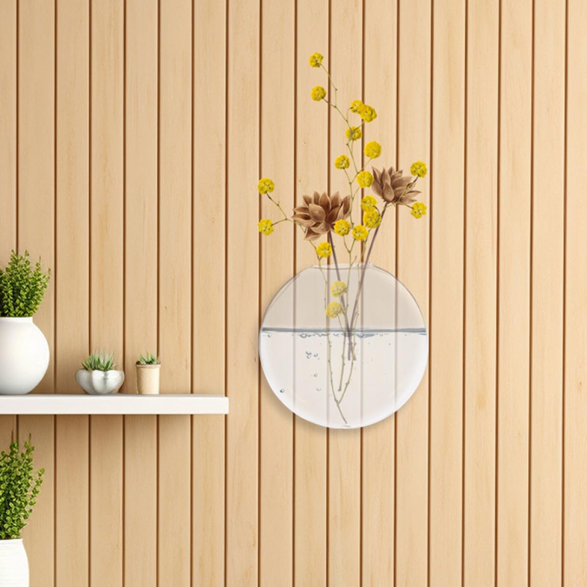 NUOBESTY 2pcs Wall Hanging Glass Planter Vase Set, Hydroponic Terrarium Container for Indoor Plants, Decorative Glass Flower Vases for Home and Office Wall Décor