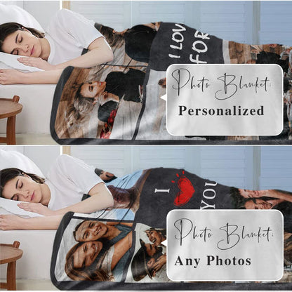 DayOfShe Custom Blanket Valentines Day Gifts for Him Her,Personalized Blankets with Photo I Love You Girlfriend Boyfriend Gifts,Valentines Blankets Couples Gifts Women Men Gifts