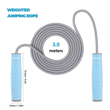 BONMIXC Weighted Jump Rope 1-LB Heavy Jump Rope For Women Silicone Handles Adjustable Length Skipping Rope Exercise for Fitness Masters