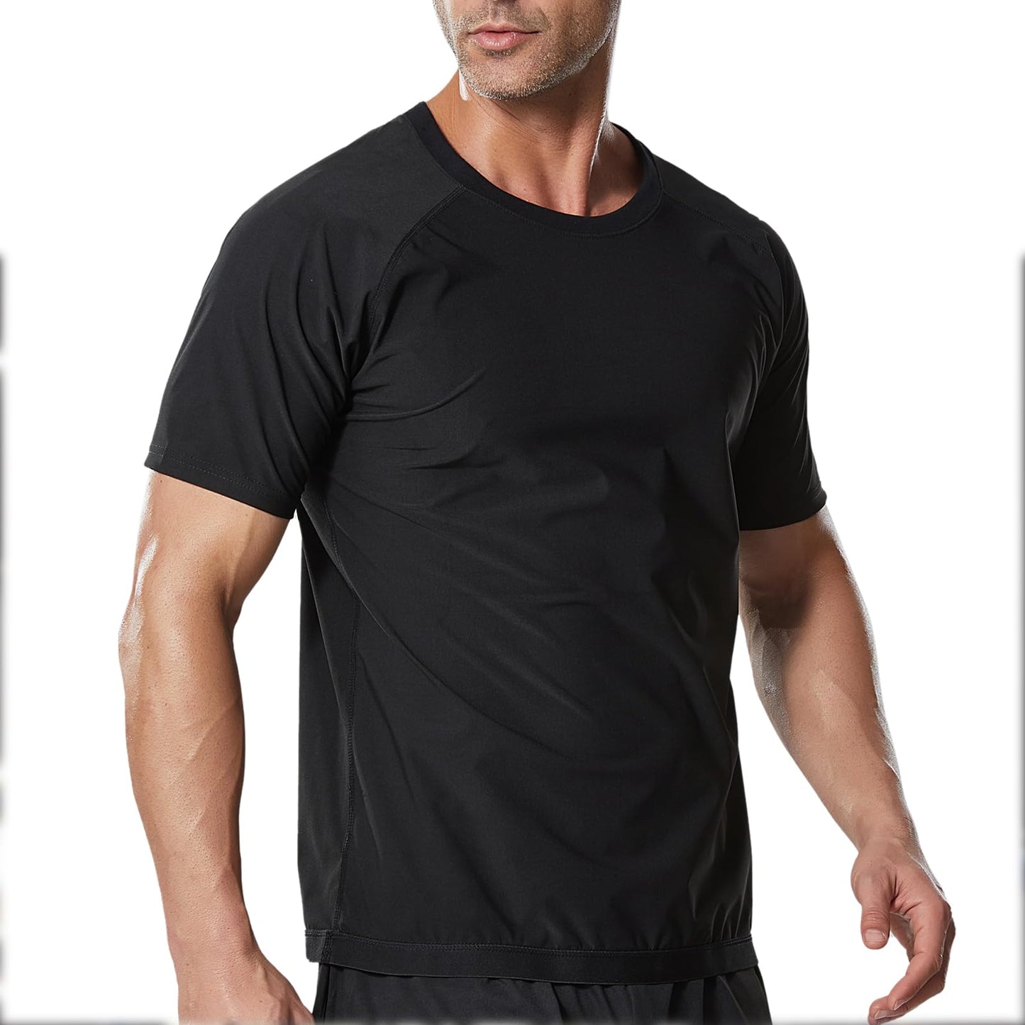 Towintec Sauna Shirt for Men Short Sleeve Sweat Suit Heat Trapping T-shirt Weight Loss Hot Suits Sports Gym Workout Shapewear MMA Training Sports Heat Trapping Body Smoothing Tops Shirts(Blue,M)
