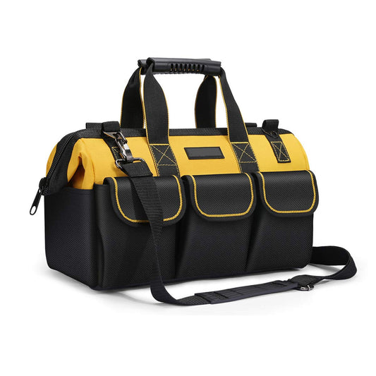 17-Inch Tool Bag Organiser, 43×17×25 cm, Muti-Purpose Wide Open Mouth Tool Storage Bag with Adjustable Shoulder Strap Tool Bag Organizer for Home DIY & Equipment Storage with Shoulder Strap