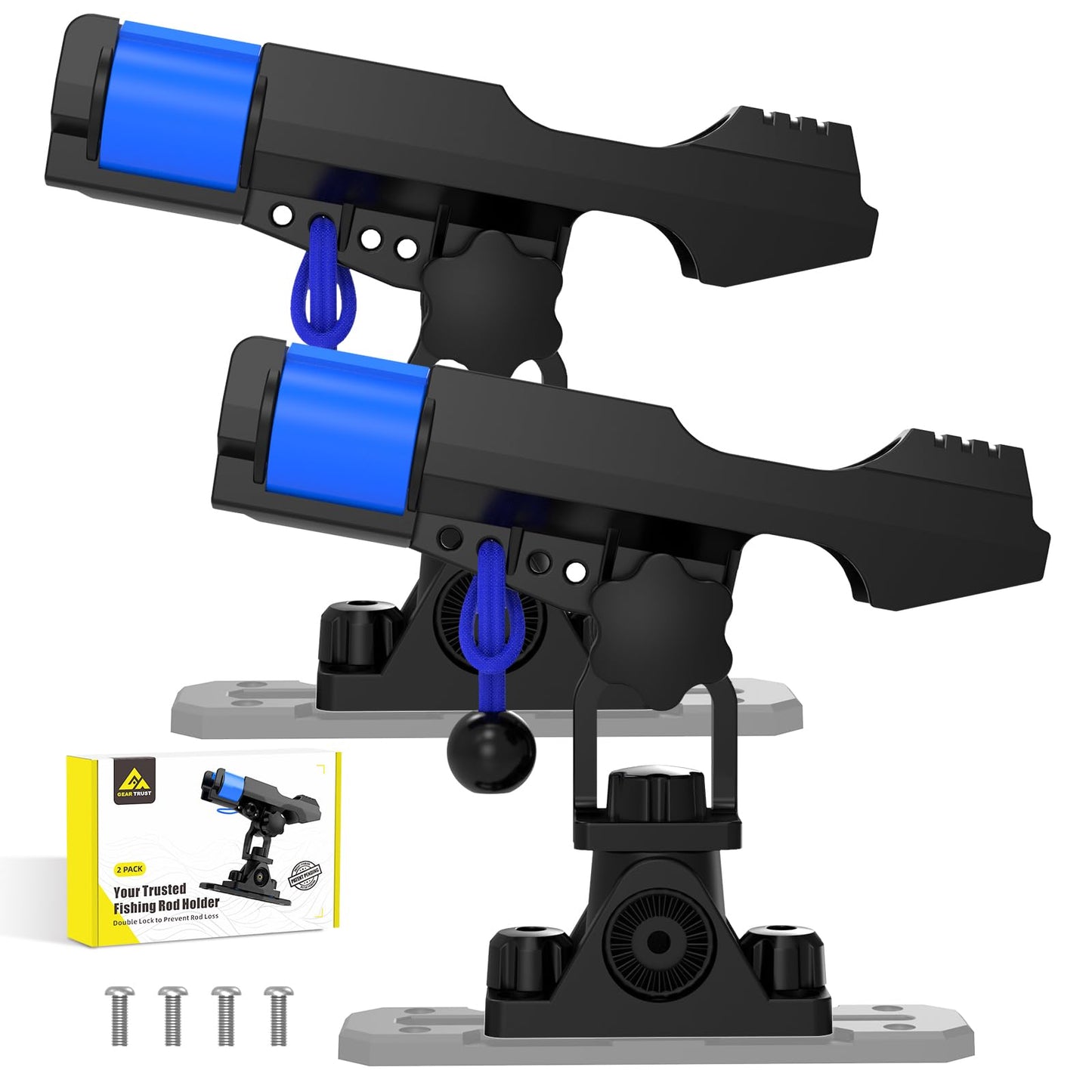 Track Mount Fishing Rod Holder for Kayak or Boat, Track Rod Holder with Solid Dual T Bolt and Bungee Cord Safety System for Kayak or Boat Trolling, Anglers' Gift