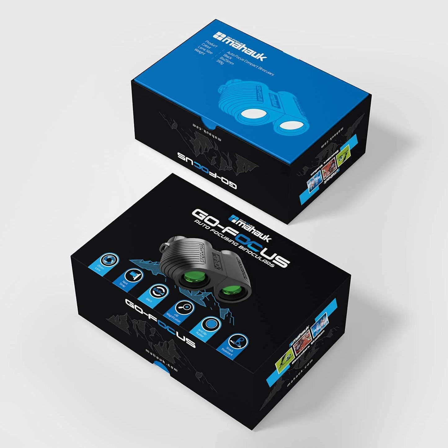 Go-Focus Compact Binoculars for Adults & Kids | Small Travel Binoculars For Bird Watching & Hunting | 10x25 BAK4 Prism | Lightweight & Waterproof | Carry Case & Neck Strap | Range 20m - 1000m | Mahauk