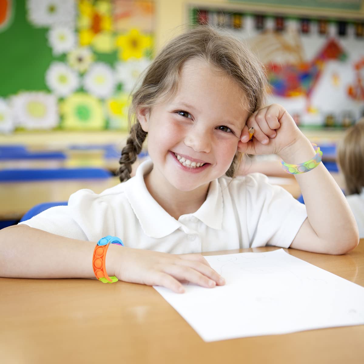 120 Pcs Pop Bracelet Bubble Fidget Toys for Party Favors, Hand Finger Silicone Wristband Bulk for Student Classroom Prizes, Goodie Bag Fillers Stuffers Birthday Christmas Valentine Gifts for Kid