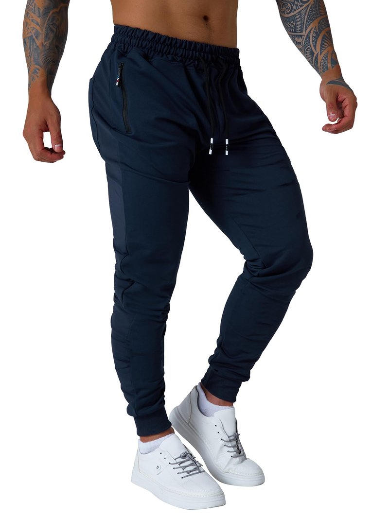 Punwet Mens Jogging Casual Pants Joggers Sweatpants Active Athletic Workout for Men Navy L