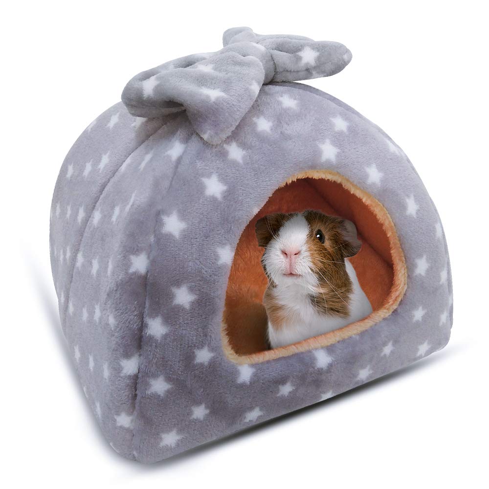 HOMEYA Small Animal Pet Bed, Sleeping House Habitat Nest for Guinea Pig Hamster Hedgehog Rat Chinchilla Hideout Bedding Snuggle Sack Cuddle Cup Cage Accessories with Removable Washable Mat- XL(Grey)