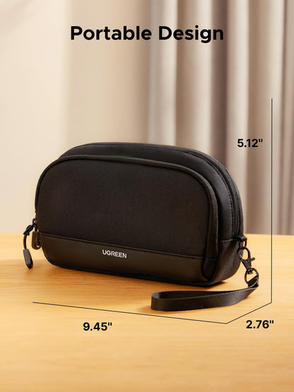 UGREEN Travel Tech Pouch, Cable Organiser Bag, Travel Essentials Organiser, Water Resistant, Internal Zipper Layers, Carry Storage Bag for Power Bank, Charger, Adapter, Cable, HDD, Daily Items(M)
