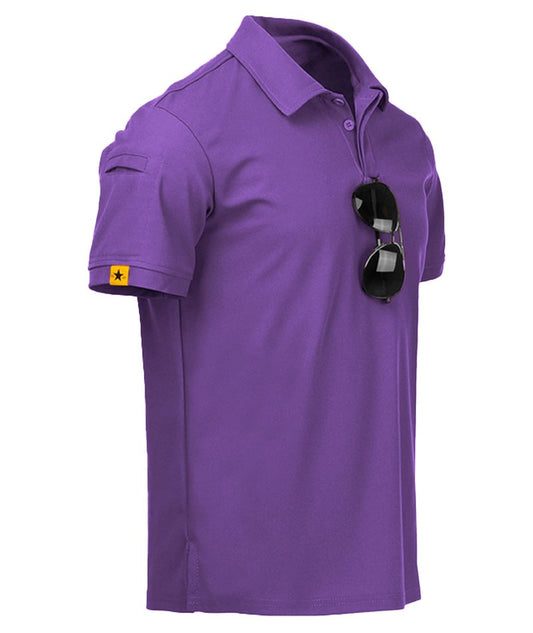 ZITY Mens Polo Shirt Short Sleeve Sports Tactical T-Shirt Athletic Golf Polos Daily Casual Stylish Collared Shirts for Men Violet 5X-Large