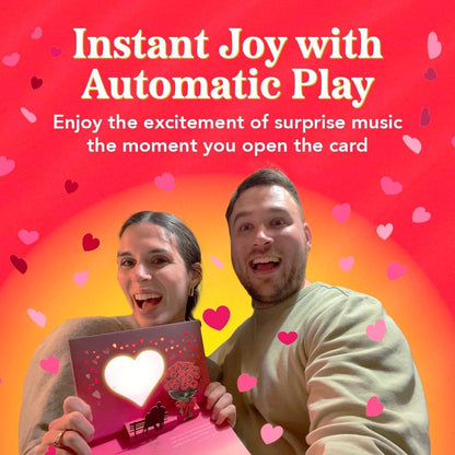 Pop Up Valentines Day Card Plays "Unchained Melody" - 3D Romantic Couple Scene with Roses & Glowing Heart Sunset - Musical Keepsake Gift For Your Sweetheart with Lights & Music (Cute Couple)