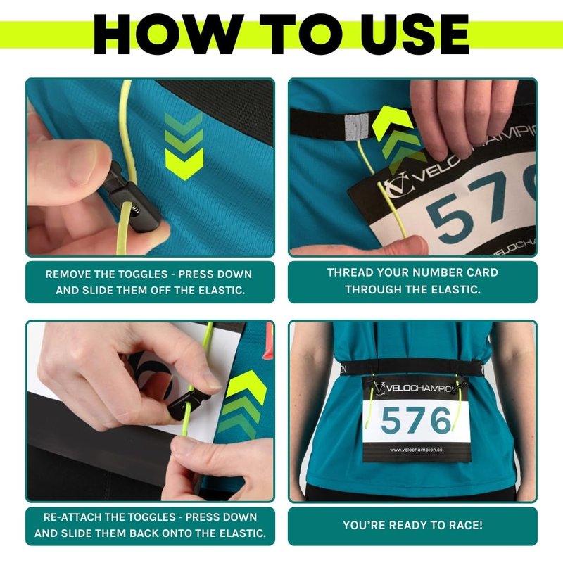 VeloChampion Lightweight Running Belt Waist Pack for Men Women - Elasticated Stretch Fit Race Number Holder - No Pins - 3 Sizes - Run. Triathlon. Cycle. Marathon. Jogging (1, Medium)