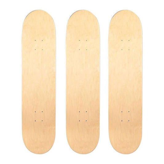 3 PCS Blank Maple Skateboard Decks, 31 x 8 inch 7-Layer Maple Double Tail Skateboard Decks Set of 3