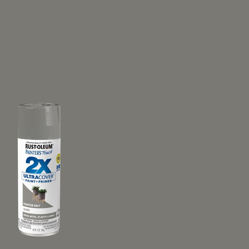 Rust-Oleum 372273- Painter's Touch 2X Ultra Cover Spray Paint, 12 oz, Phantom Gray