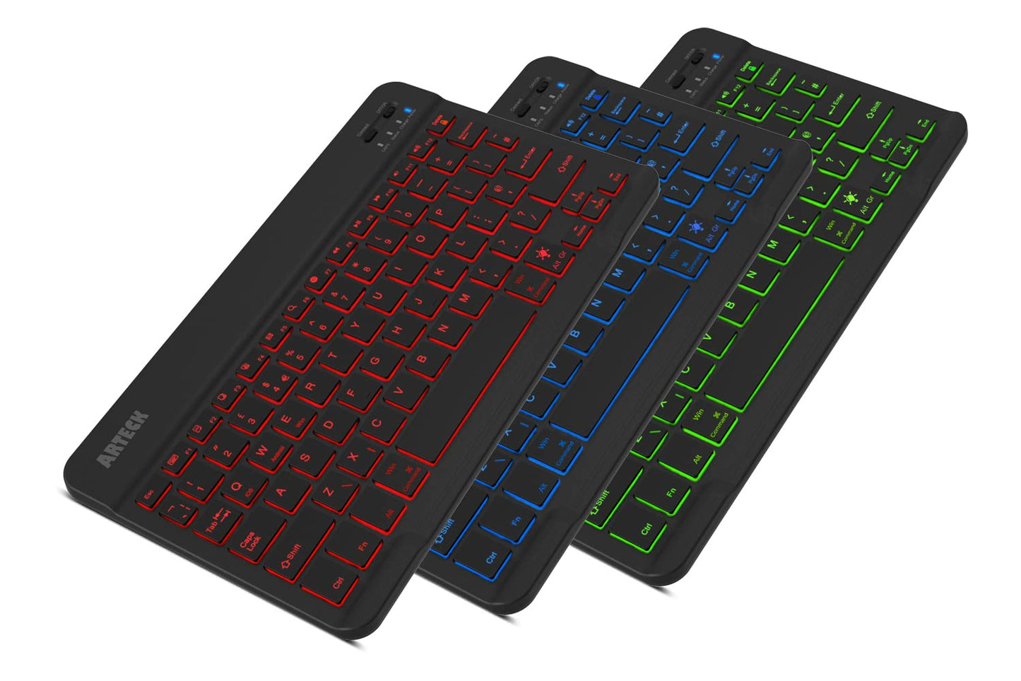 Arteck Universal Backlit 7-Colors & Adjustable Brightness Ultra Light Slim Portable Wireless Bluetooth 3.0 Keyboard for iOS iPad Pro, iPad Air, iPad Mini, Android, MacOS, Windows Tablets PC Smartphone