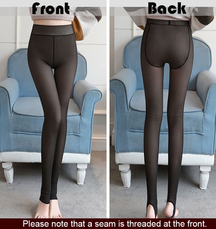 IZYJOY Women Warm Fleece Lined Sheer Thick Tights, Thermal Translucent Pantyhose, Winter Stretchy High Waist Slim Leggings