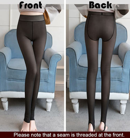 IZYJOY Women Warm Fleece Lined Sheer Thick Tights, Thermal Translucent Pantyhose, Winter Stretchy High Waist Slim Leggings