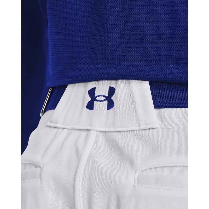 Under Armour Men's Utility Baseball Straight Leg Pant Pipe 22, (101) White/Royal/Royal, Medium