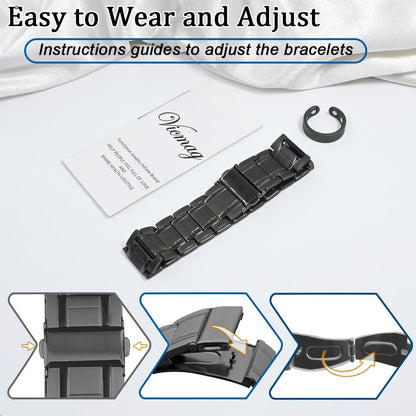 Vicmag 3X Magnetic Bracelet for Men Pure Titanium Bracelet 3500 Gauss Ultra Strength Magnets Adjustable Wristband with Adjustment Tool & Gift Box (Pure Titanium Grey)