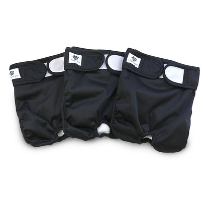 Hisprout 3-Pack Female Dog Diaper Incontinence Reusable Washable Breathable Durable Doggie Diapers Pants Dog Season Pants(M,Black)