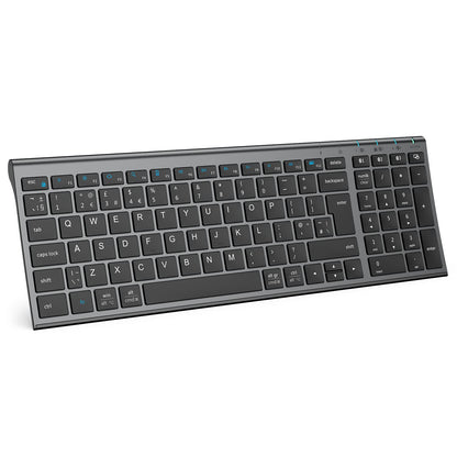 iClever Wireless Keyboard, Bluetooth Keyboard Stable Connection to Multi Devices Rechargeable Slim for Mac, iPad, Android, Windows, QWERTY UK Layout -Black