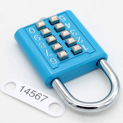 MIONI 10 Digit Push Button Combination Padlock, 5 Digit Locking Mechanism,Blue (2 Blue)