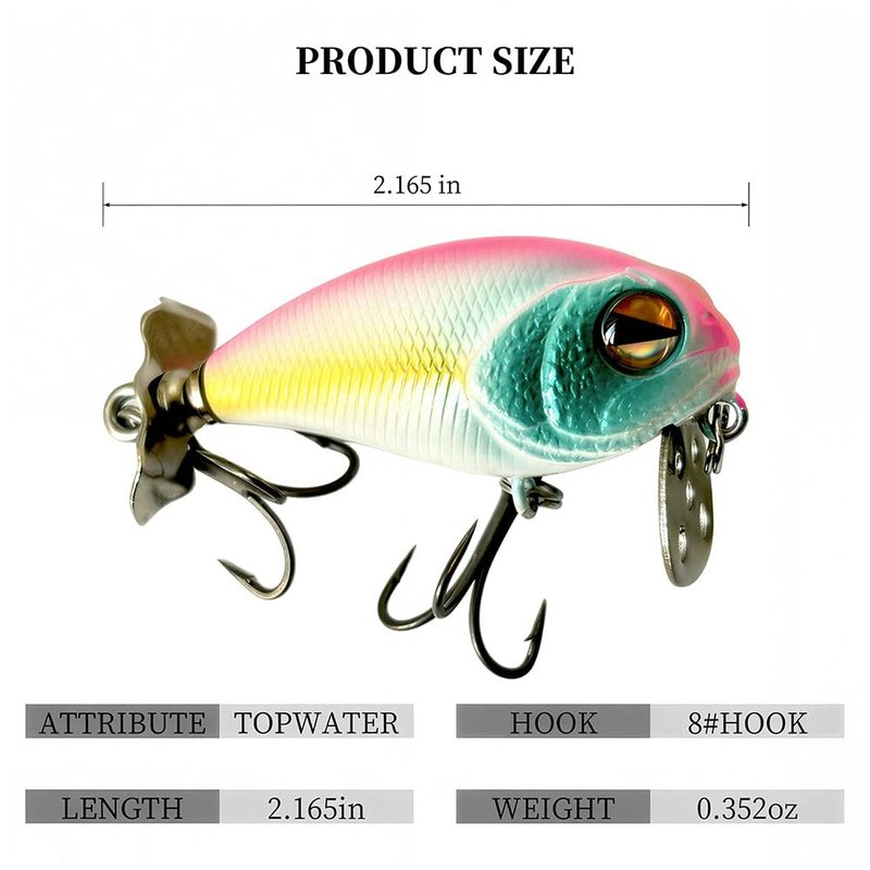 Top Water Fishing Lure，Equipped with Metal Bubble Baffle and Tail Propeller.Fishing Bait Suitable for Both Saltwater and Freshwater. (Green)