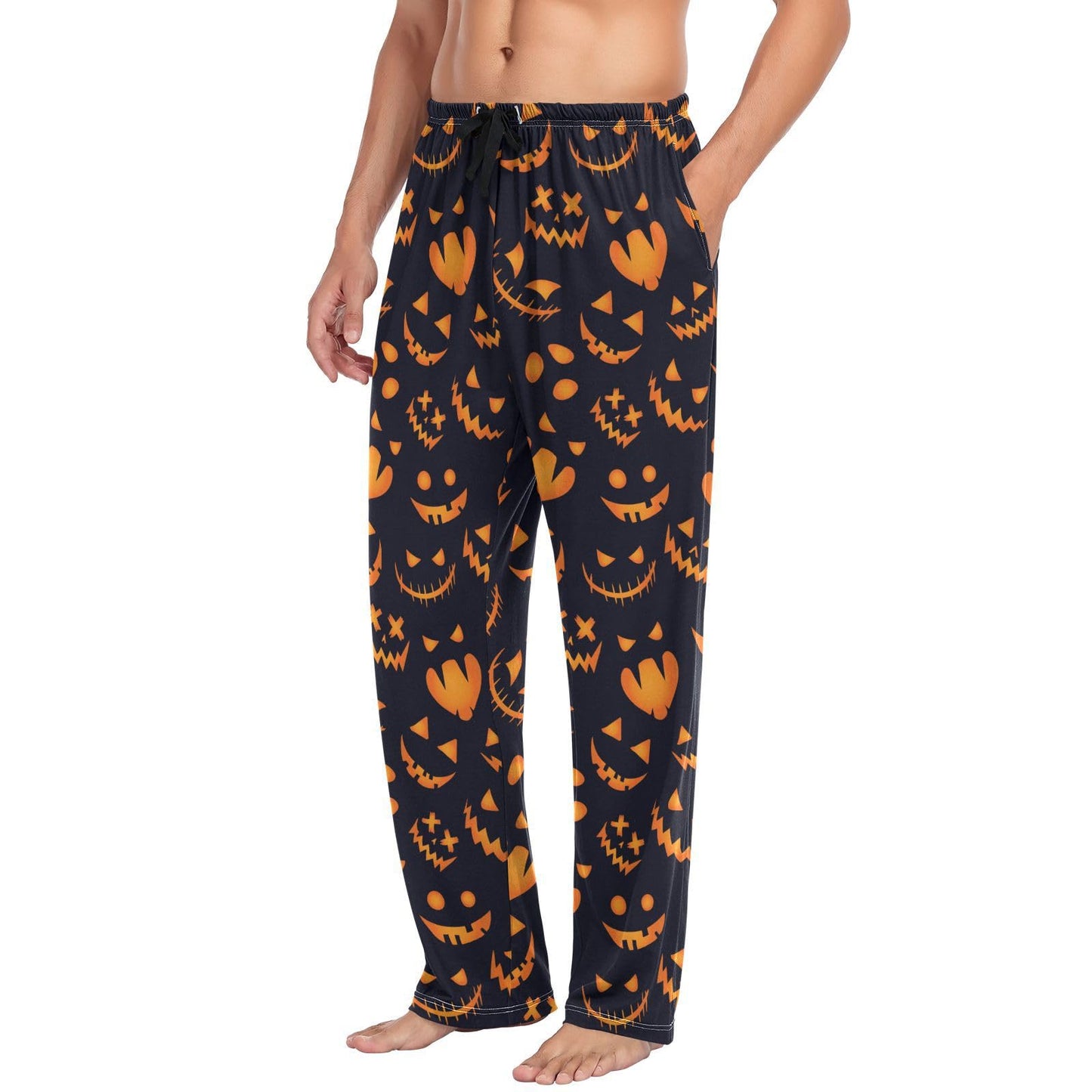 Pumpkin Halloween Pajama Pants Mens Lounge Pants Super Soft Men Pajama Bottoms with Drawstring Pockets Size M
