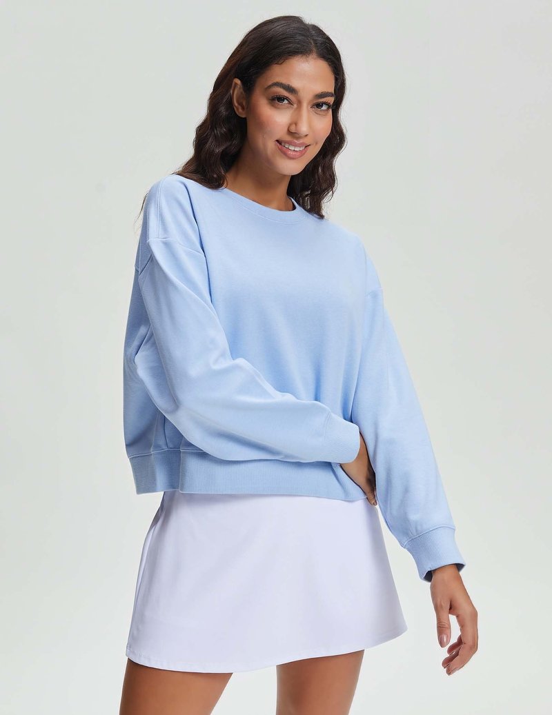Stelle Cropped Sweatshirts for Women Cotton Long Sleeve Crop Tops Crewneck Pullover Oversized Sweater